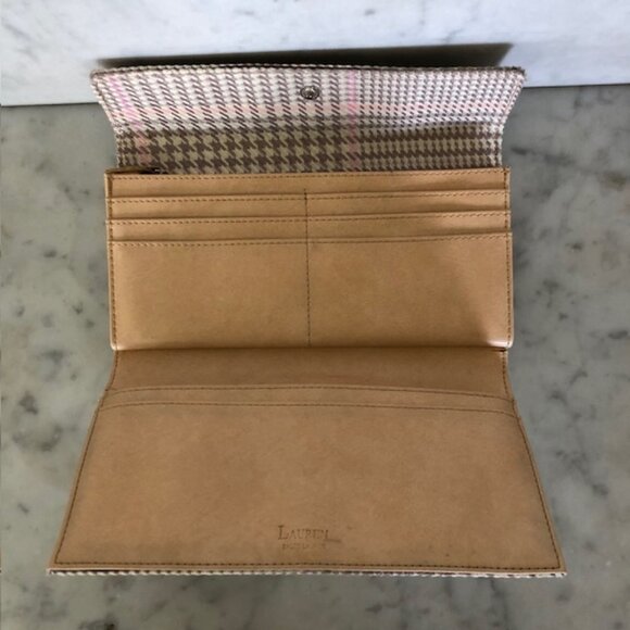 RALPH LAUREN Long Tweed Wallet Cream Pink Gray - Picture 4 of 16